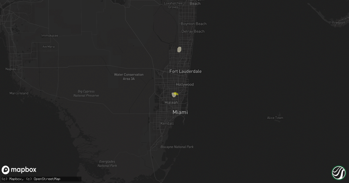 Hail map in Miami Gardens, FL on July 25, 2019