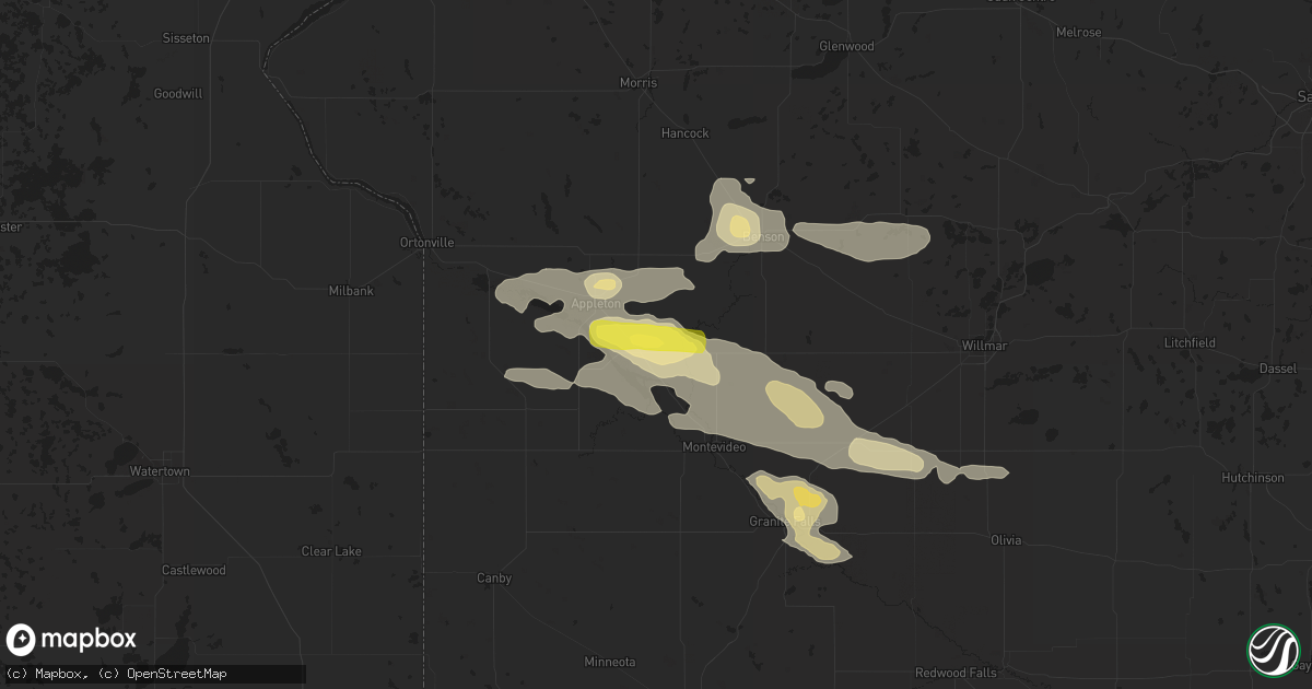 Hail map in Milan, MN on July 25, 2019