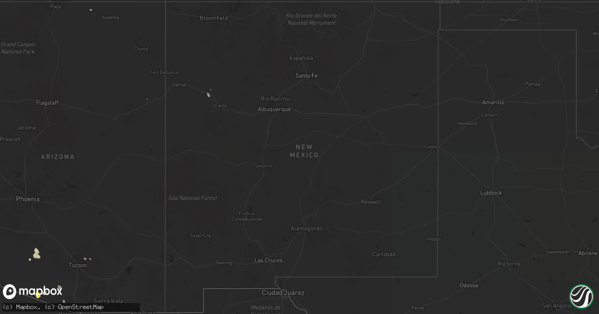Hail map in New Mexico on July 25, 2019