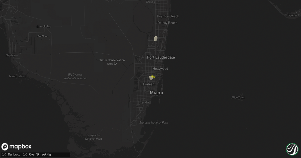 Hail map in Opa Locka, FL on July 25, 2019