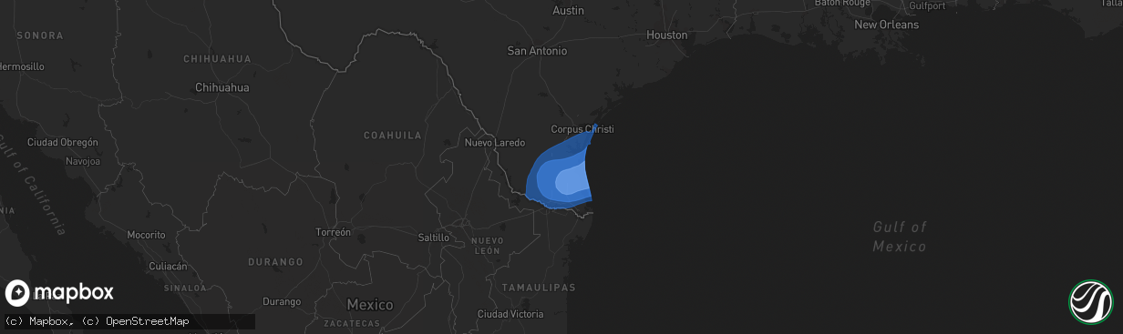 Hail map on July 25, 2020