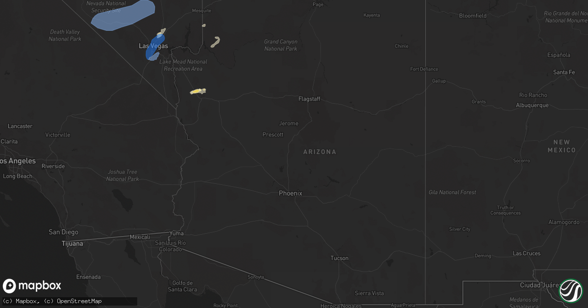 Hail map in Arizona on July 25, 2021