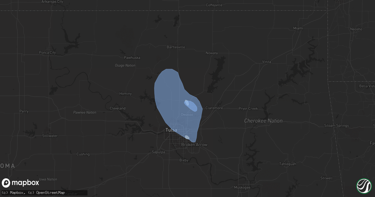 Hail map in Collinsville, OK on July 25, 2021