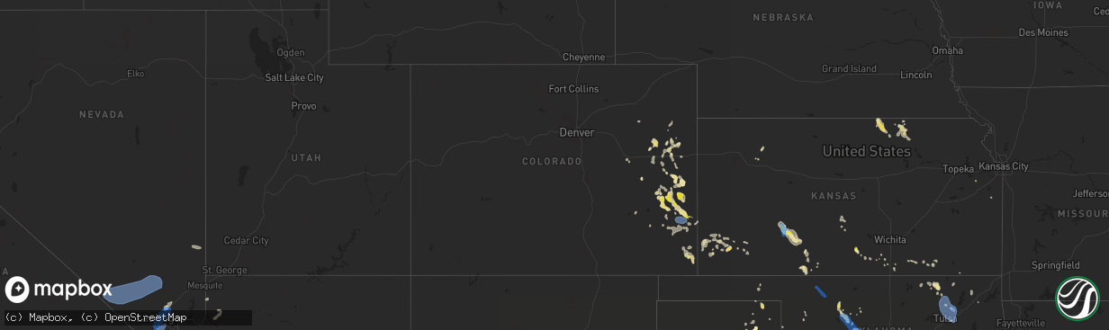 Hail map in Colorado on July 25, 2021