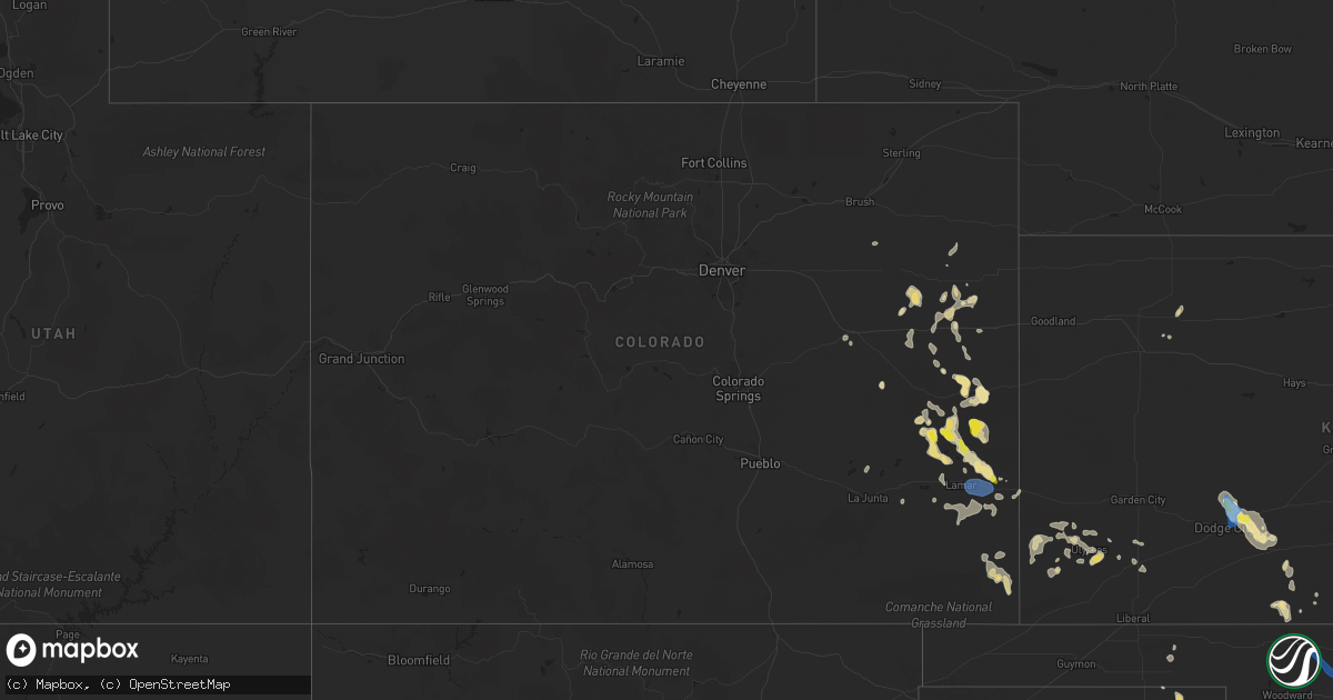 Hail map in Colorado on July 25, 2021