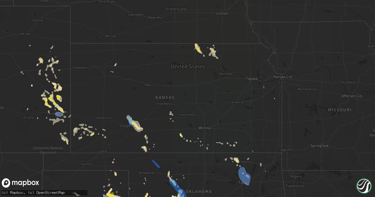 Hail map in Kansas on July 25, 2021