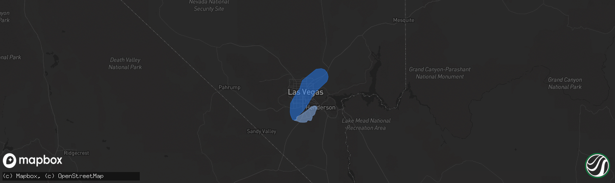 Hail map in Las Vegas, NV on July 25, 2021