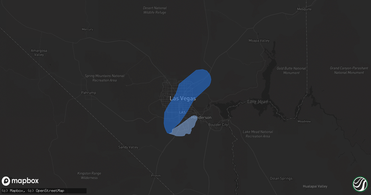 Hail map in Las Vegas, NV on July 25, 2021