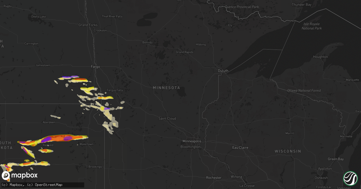Hail map in Minnesota on July 25, 2021