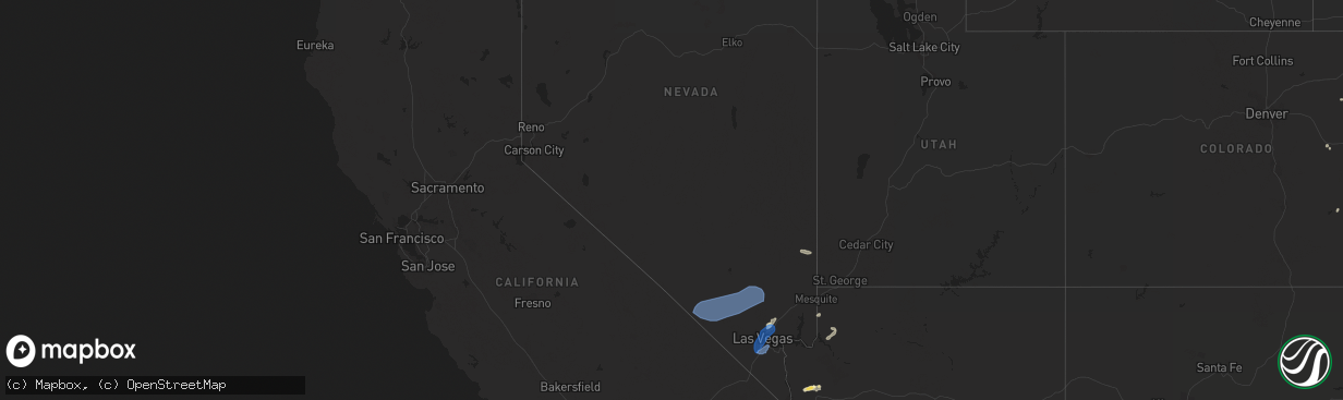 Hail map in Nevada on July 25, 2021