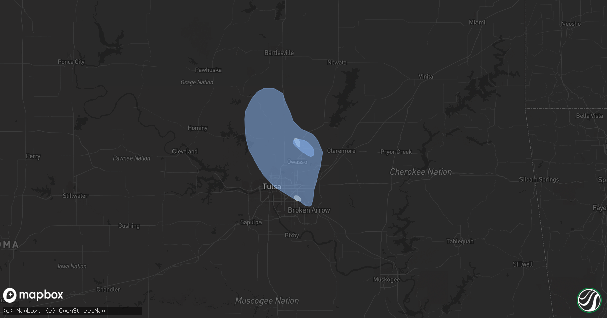 Hail map in Owasso, OK on July 25, 2021