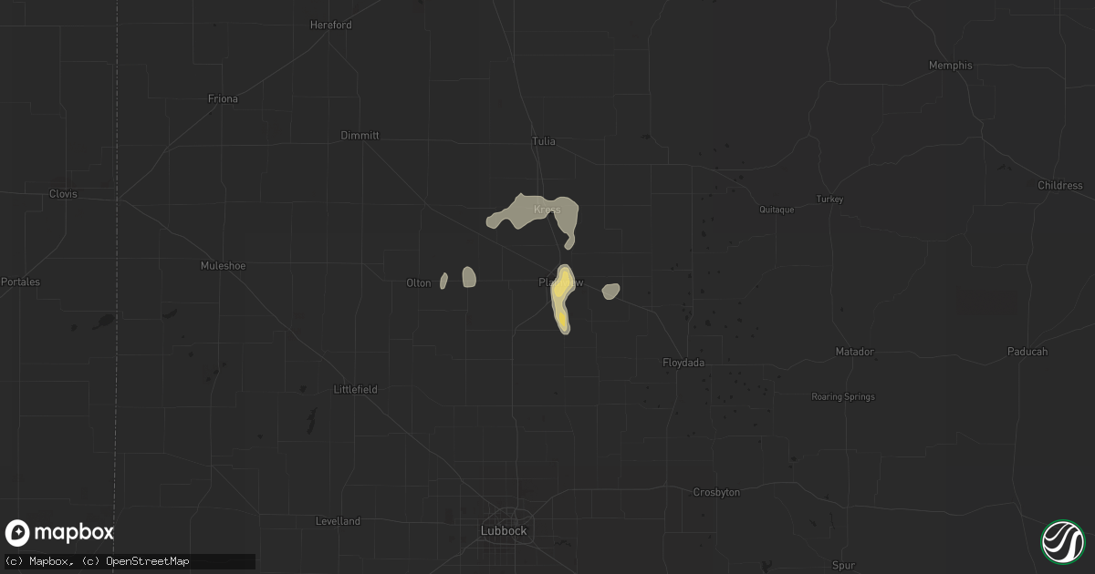 Hail map in Plainview, TX on July 25, 2021