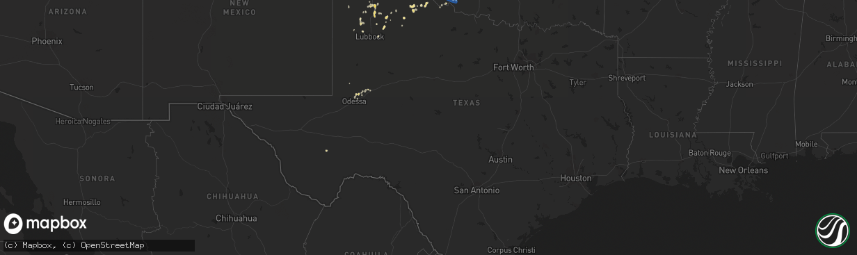 Hail map in Texas on July 25, 2021