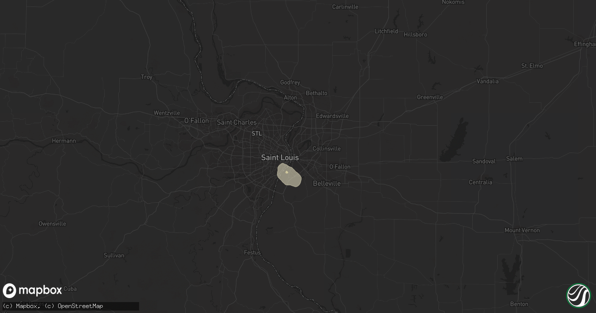 Hail map in East Saint Louis, IL on July 25, 2022