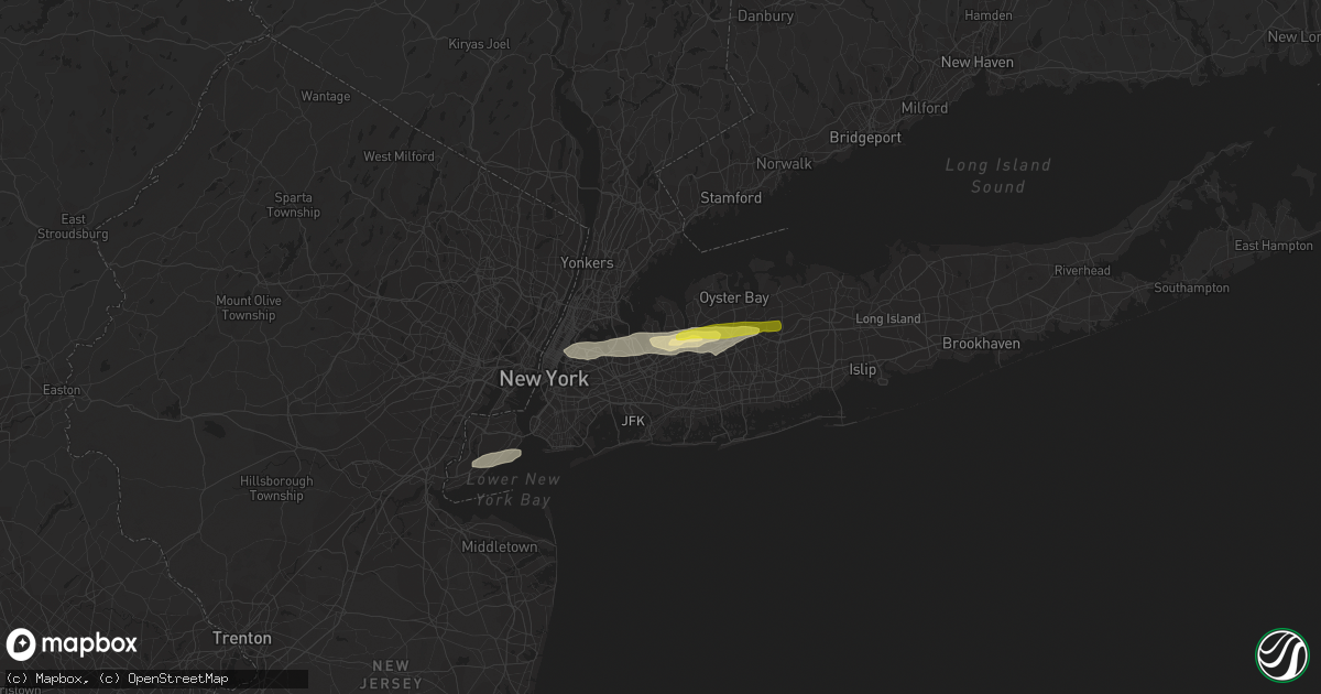 Hail map in Great Neck, NY on July 25, 2022