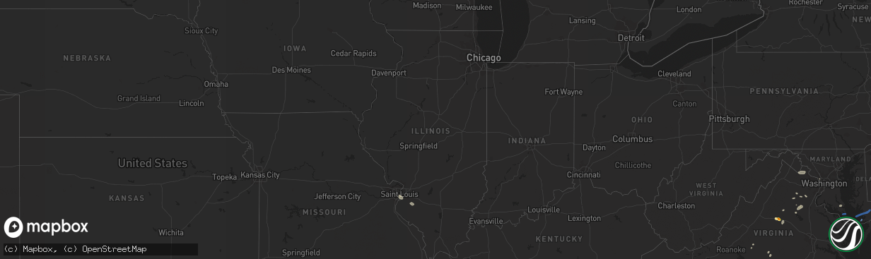 Hail map in Illinois on July 25, 2022