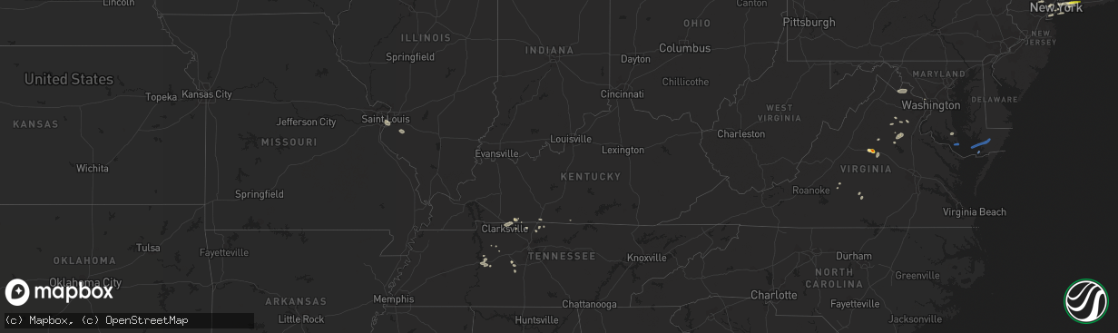 Hail map in Kentucky on July 25, 2022
