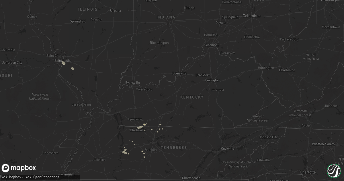 Hail map in Kentucky on July 25, 2022
