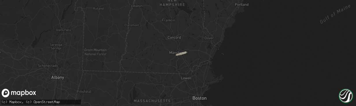 Hail map in Manchester, NH on July 25, 2022