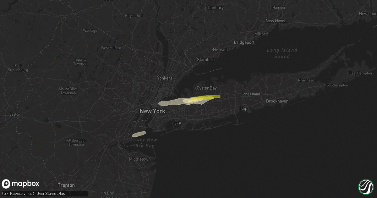 Hail map in Manhasset, NY on July 25, 2022