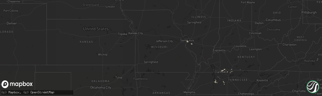 Hail map in Missouri on July 25, 2022