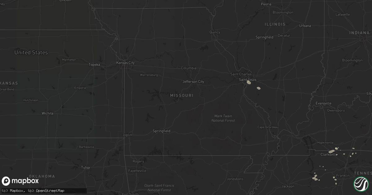 Hail map in Missouri on July 25, 2022