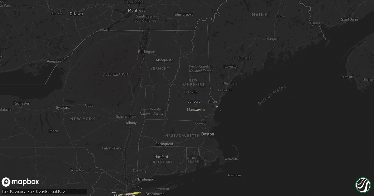 Hail map in New Hampshire on July 25, 2022