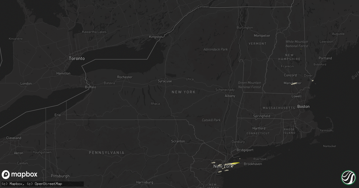 Hail map in New York on July 25, 2022