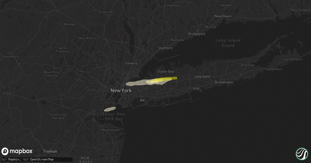 Hail map in Roslyn Heights, NY on July 25, 2022