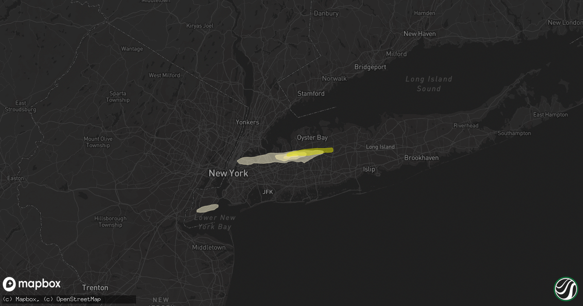 Hail map in Roslyn, NY on July 25, 2022