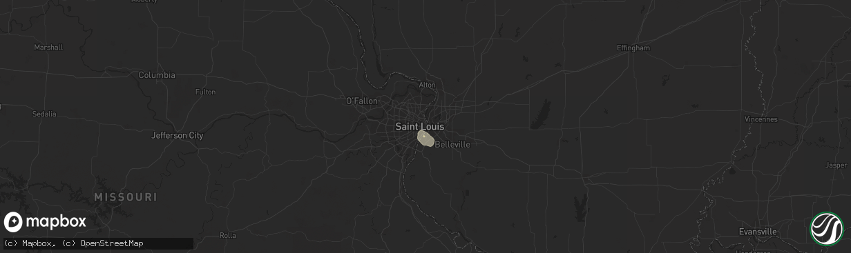 Hail map in Saint Louis, MO on July 25, 2022