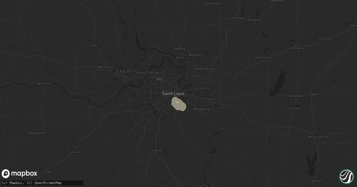 Hail map in Saint Louis, MO on July 25, 2022