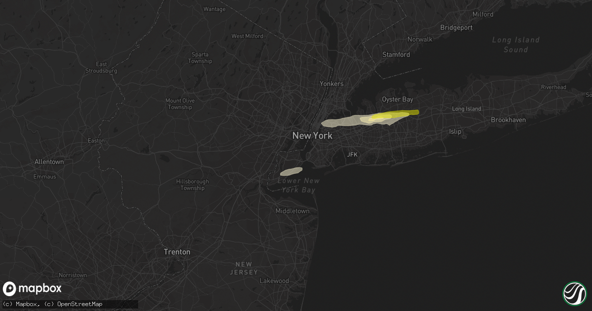 Hail map in Staten Island, NY on July 25, 2022