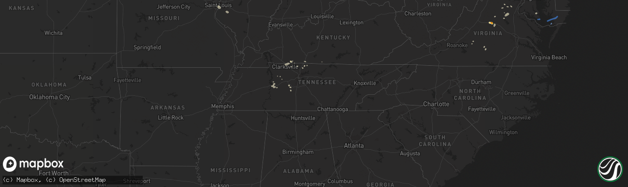Hail map in Tennessee on July 25, 2022