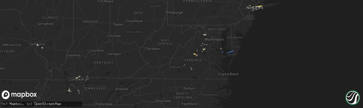 Hail map in Virginia on July 25, 2022