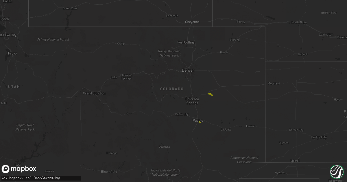 Hail map in Colorado on July 25, 2023