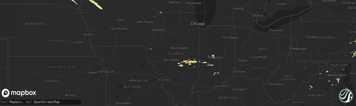 Hail map in Illinois on July 25, 2023