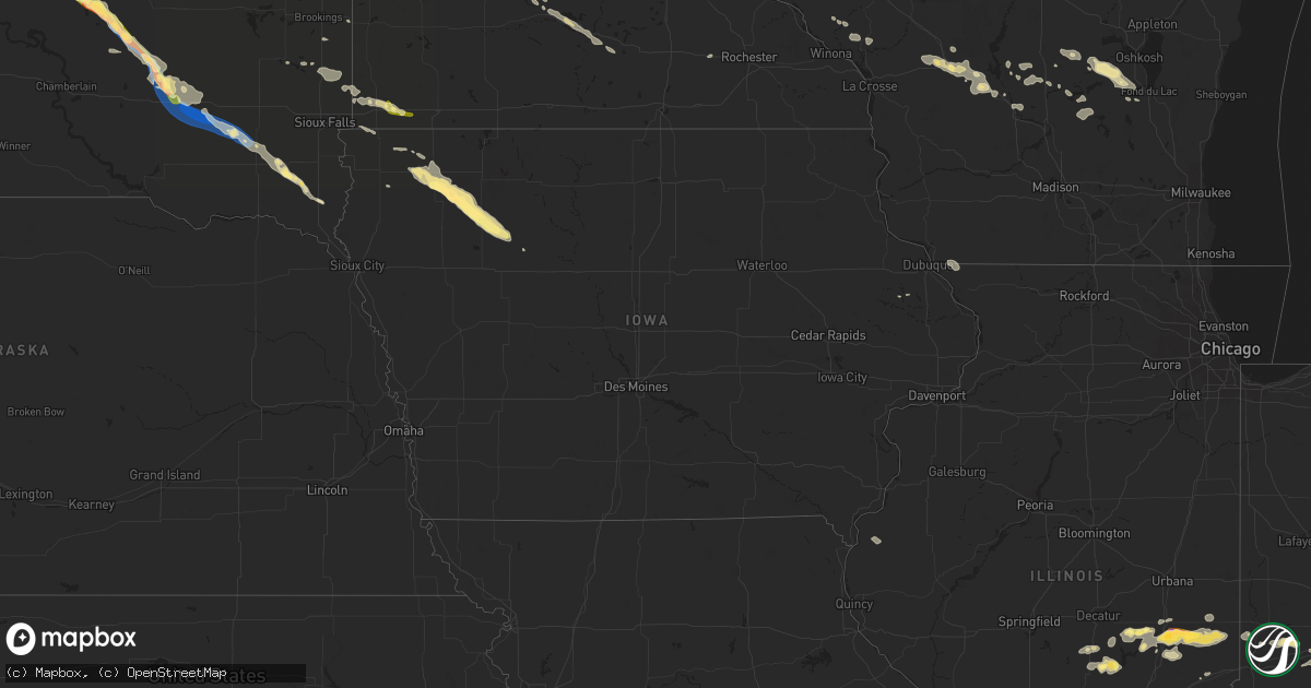 Hail map in Iowa on July 25, 2023