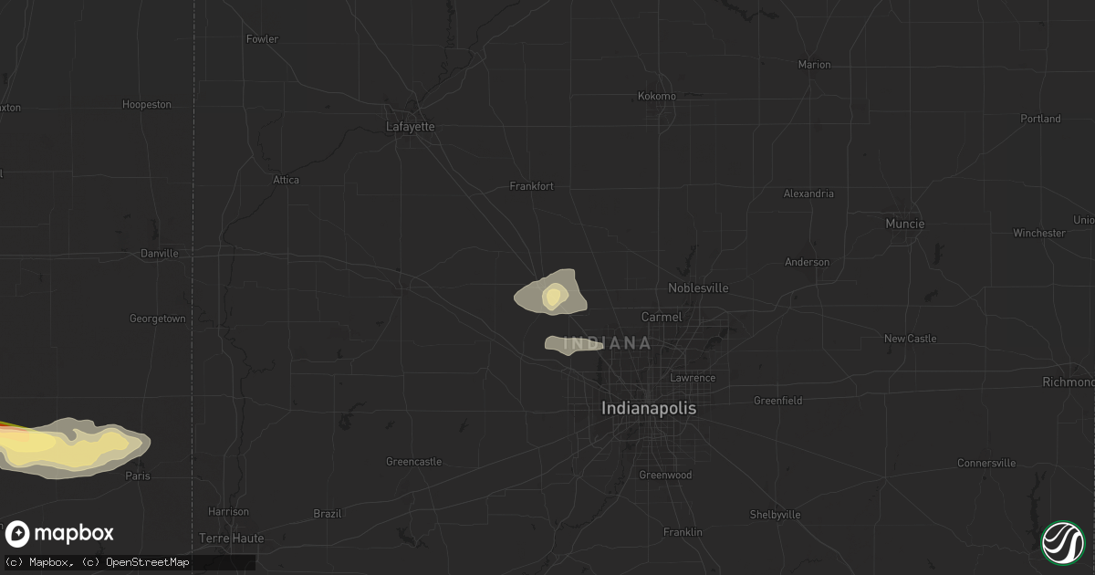 Hail map in Lebanon, IN on July 25, 2023