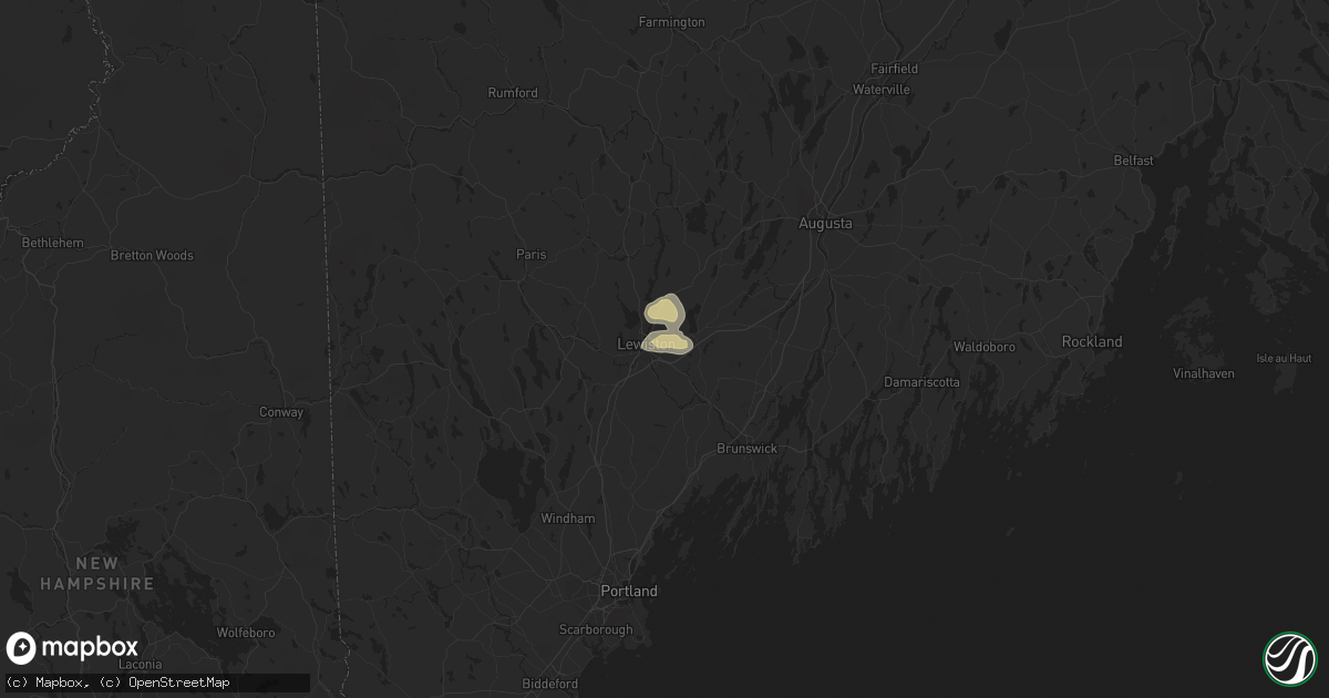 Hail map in Lewiston, ME on July 25, 2023