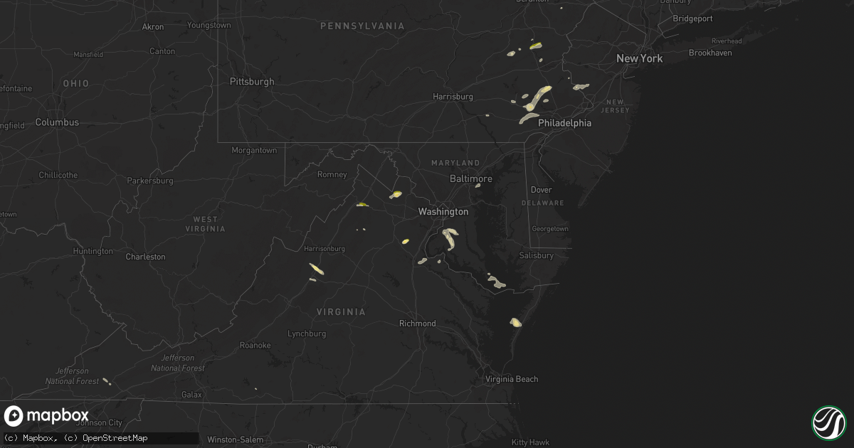 Hail map in Maryland on July 25, 2023
