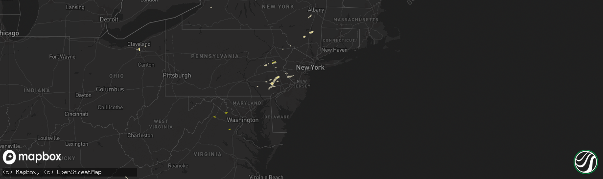 Hail map in New Jersey on July 25, 2023