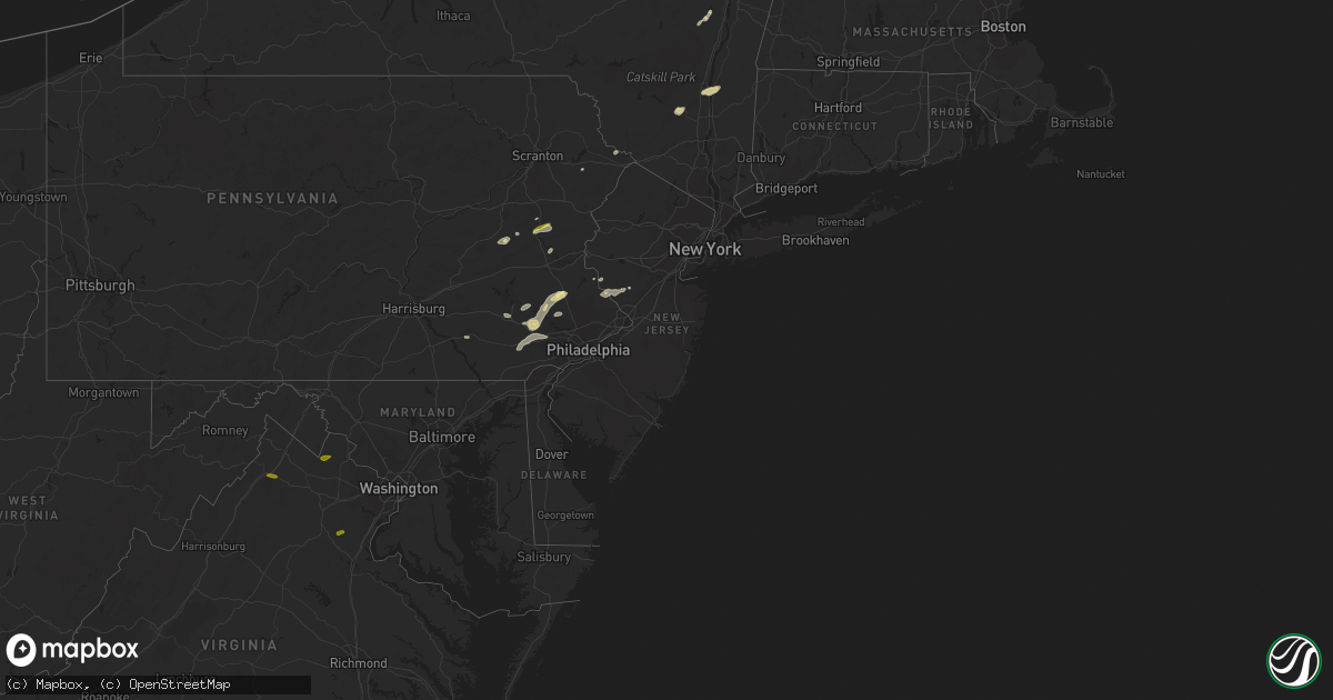 Hail map in New Jersey on July 25, 2023