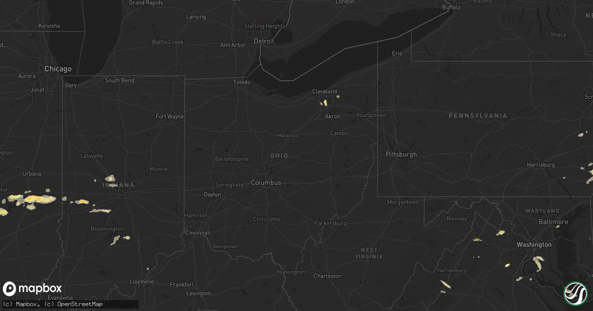 Hail map in Ohio on July 25, 2023