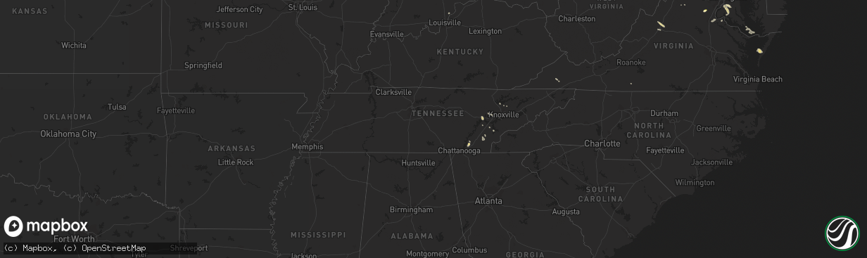 Hail map in Tennessee on July 25, 2023