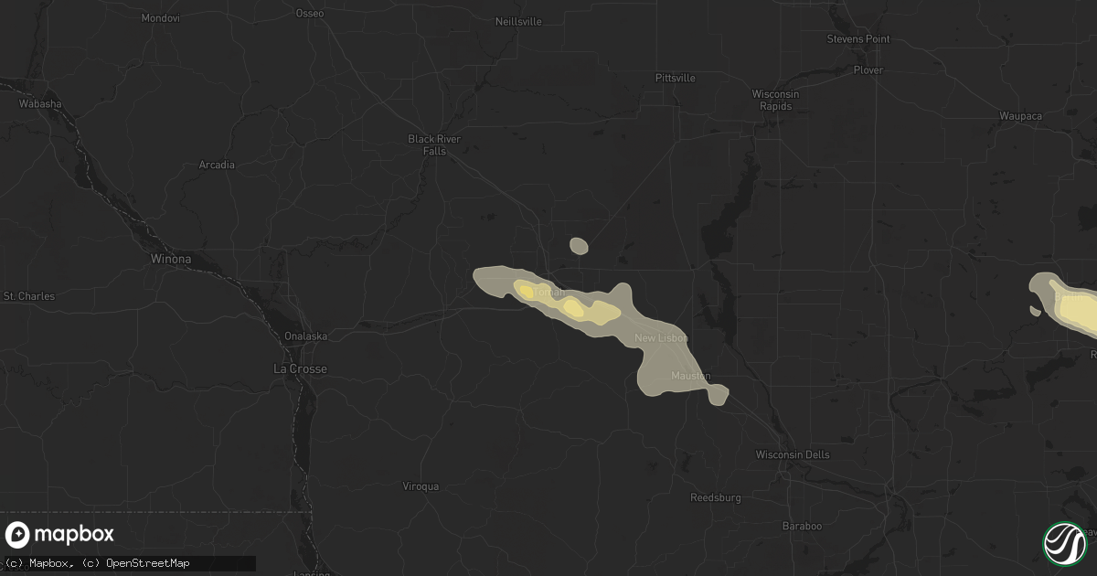 Hail map in Tomah, WI on July 25, 2023