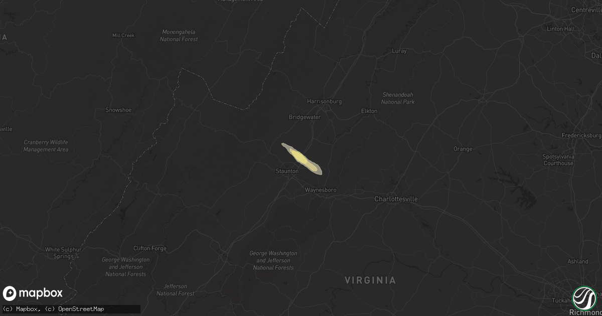 Hail map in Verona, VA on July 25, 2023