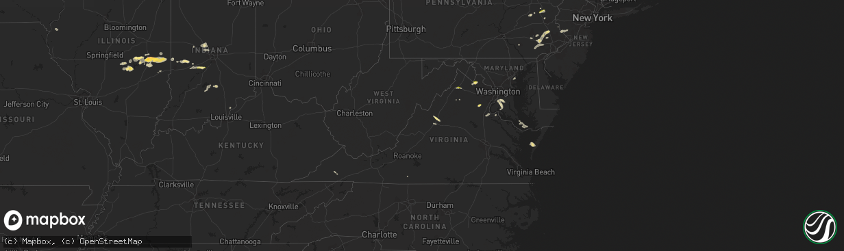 Hail map in Virginia on July 25, 2023