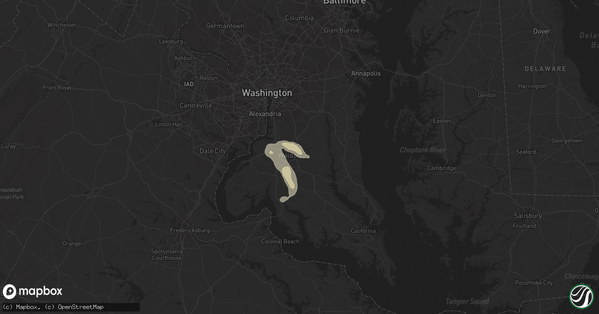 Hail map in Waldorf, MD on July 25, 2023