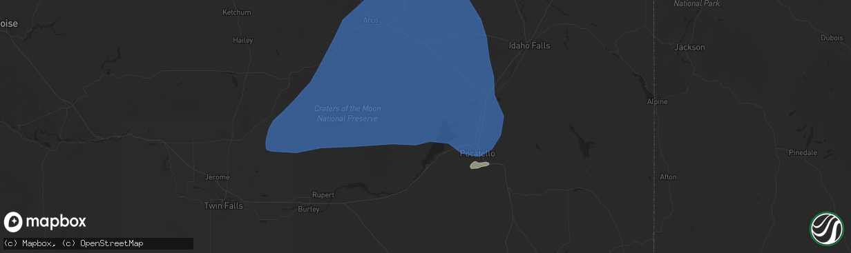 Hail map in Aberdeen, ID on July 25, 2024